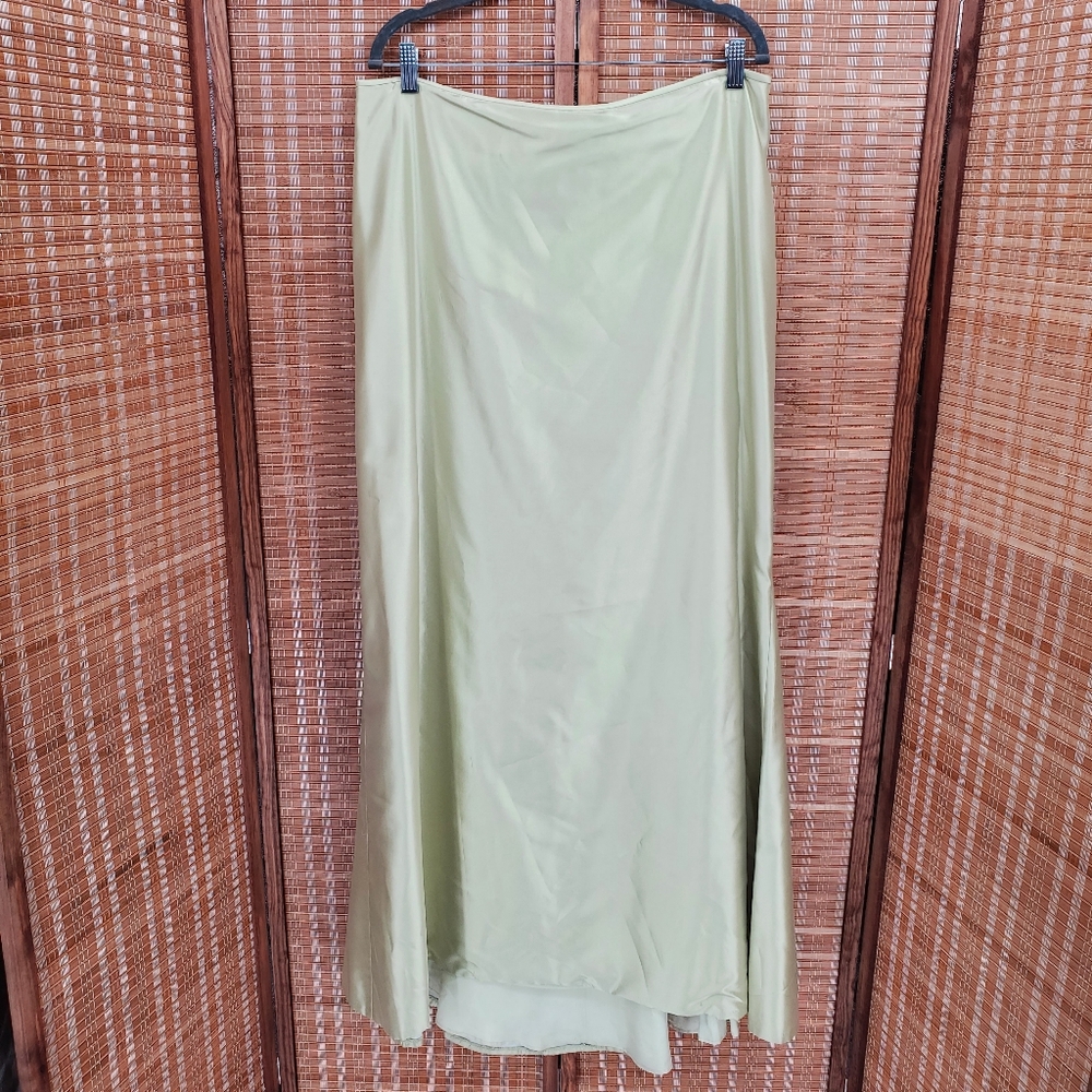♧ Carmen Marc Valvo Green Satin Mermaid Formal Skirt Size 16